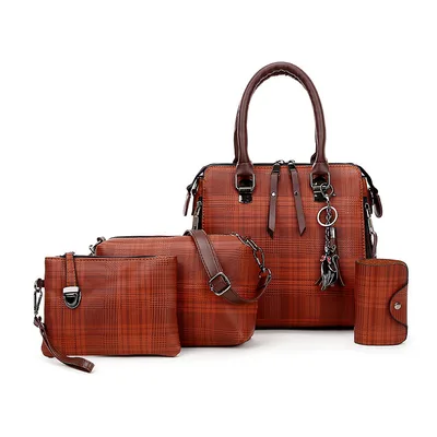 Women's Mother Bag Four piece Handbag Brown - Shop at LoveMi