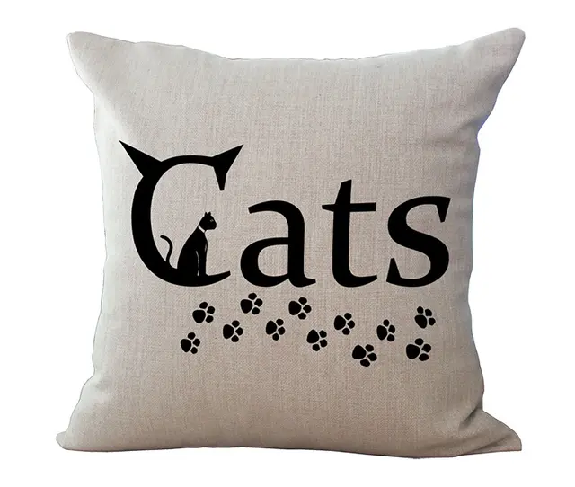 Black And White Cat Printed Cotton And Linen Sofa Pillowcase - Shop at LoveMi