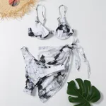 Split Printed Three-piece Swimsuit One-piece Bikini - Black