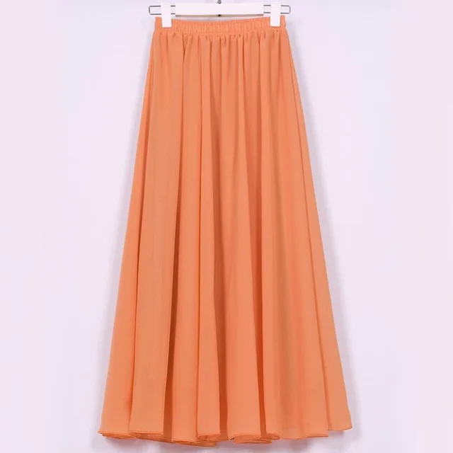 Half Length Skirt Spring High Waist Plus Size Chiffon Skirt Orange - Shop at LoveMi