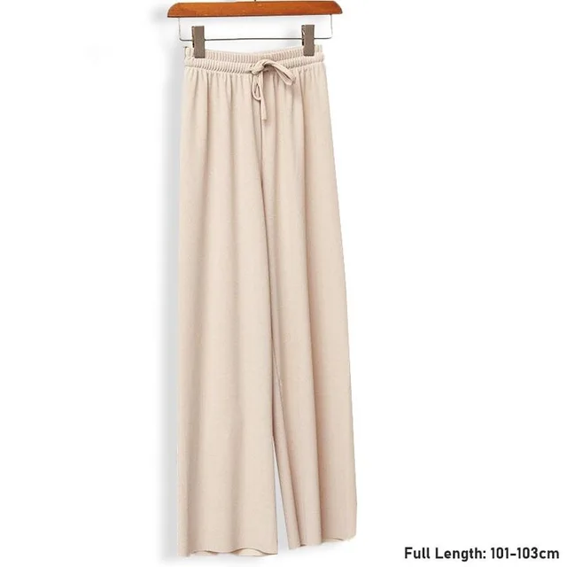Ice Silk Wide leg Slimming Casual Pants Women Apricot - Shop at LoveMi