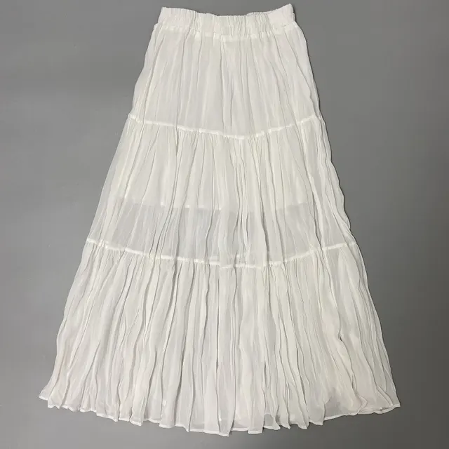 Chiffon Skirt, Pleated Skirt, High Waist, A line Skirt White - Shop at LoveMi