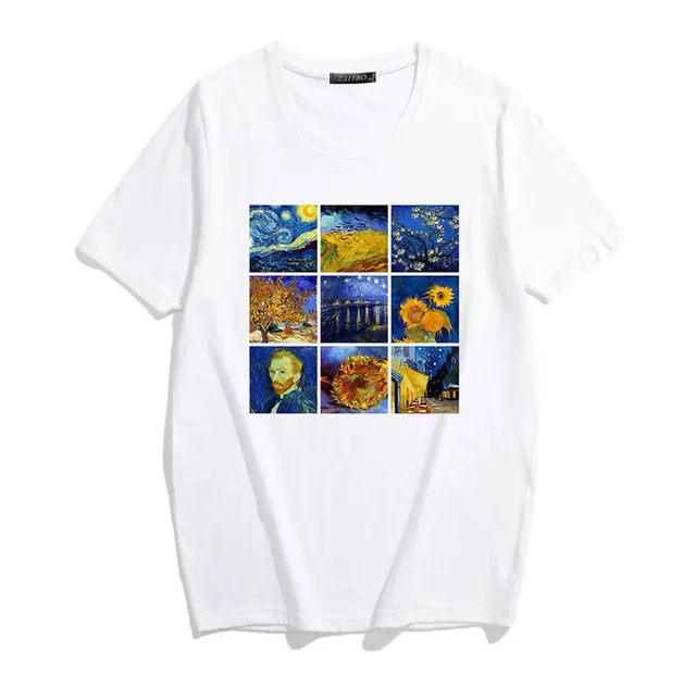 Impression Print Short Sleeved T shirt C White - Shop at LoveMi