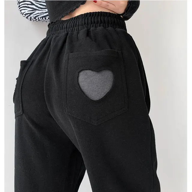 HOUZHOU Women Pants Spring Gray Sweatpants Women Jogger Black - Shop at LoveMi