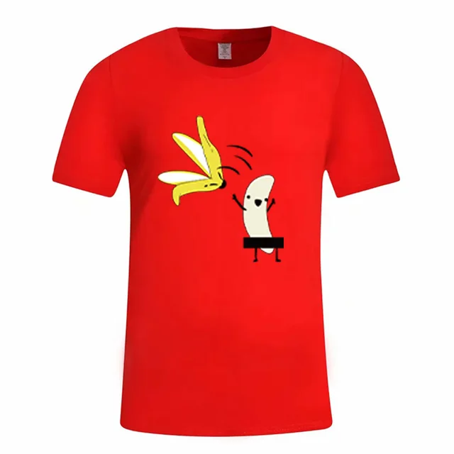 Casual Women's T Shirt Banana Cartoon Print Short Sleeve Red - Shop at LoveMi