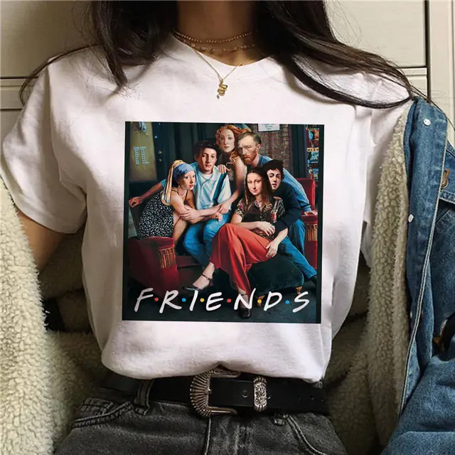 Round Neck Painting Mona Lisa Print Short Sleeves 10 Color - Shop at LoveMi
