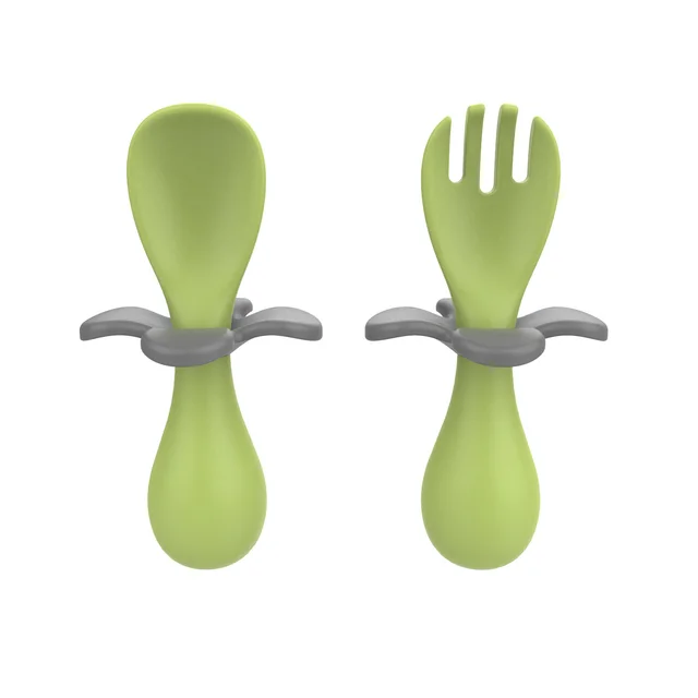 Baby Eating Training Portable Fork And Spoon Green - Shop at LoveMi