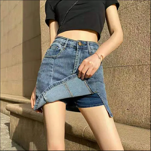 Fashionable And Simple Side Slit Denim Skirt - Shop at LoveMi