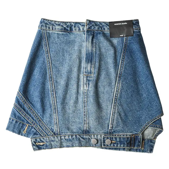 Fashion Ladies Simple Irregular Denim Skirt Blue - Shop at LoveMi