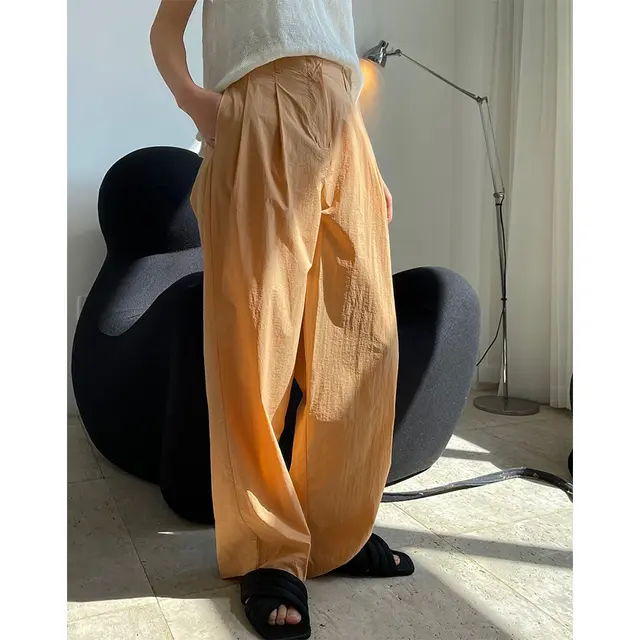 Korean Version Of Lazy Sunscreen High Waist Casual Pants Wide leg Loose Light Thin Breathable Thin Trousers Women Orange - Shop at LoveMi