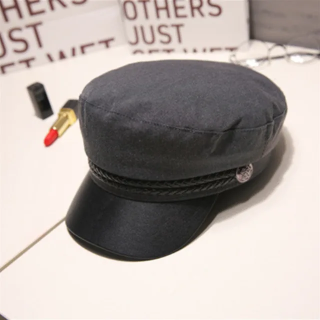 Korean Version Of Woolen Beret Retro Flat Navy Hat Cap Dark Gray - Shop at LoveMi