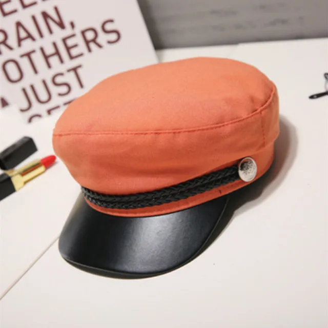 Korean Version Of Woolen Beret Retro Flat Navy Hat Cap Orange - Shop at LoveMi