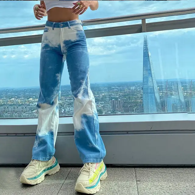 Autumn Fashion Women's New High waisted Slim Contrast Loose Trousers Casual All match Jeans Blue - Shop at LoveMi