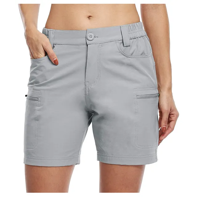 Solid Color Side Pocket Zipper Waist Five point Pants Grey - Shop at LoveMi