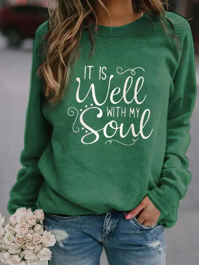 Creative Christmas Loose Round Neck Sweater Green - Shop at LoveMi