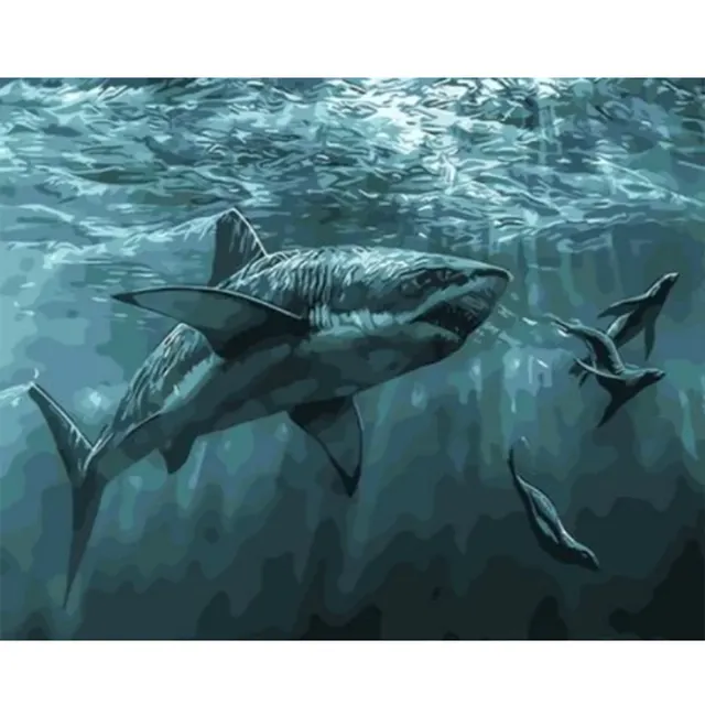 Use Digital Frame And DIY Killer Whale Animal Oil Painting Picture DIY Painting Use Digital Frame To Draw House Blue - Shop at LoveMi