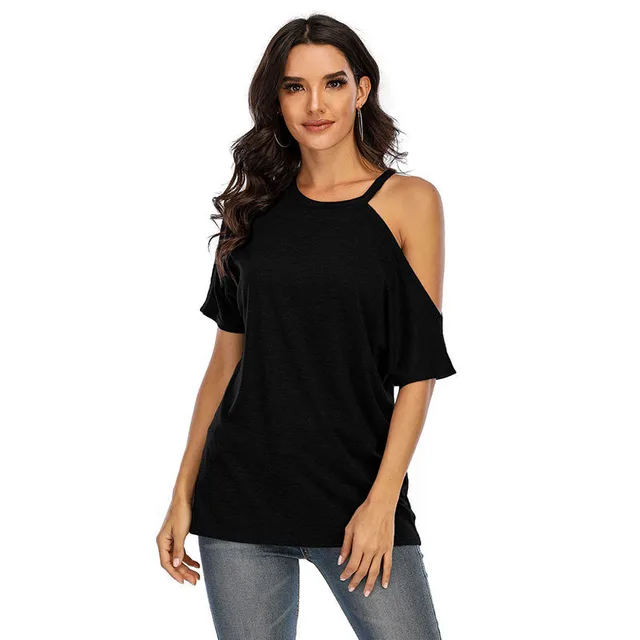 Short sleeved New T Shirt Off The Shoulder Top Women's Clothing Black - Shop at LoveMi