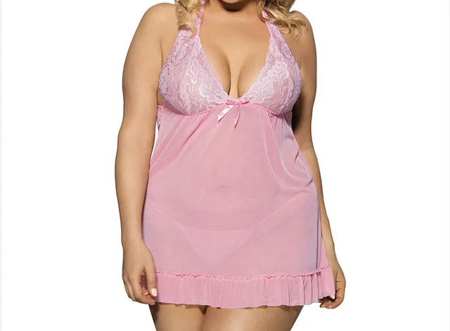 Lace Temptation Transparent Lace Skirt Foreign Trade Plus Size Sexy Underwear Pink - Shop at LoveMi