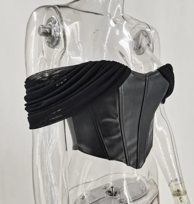 One line Neck Strapless Low cut Sexy Top Black - Shop at LoveMi