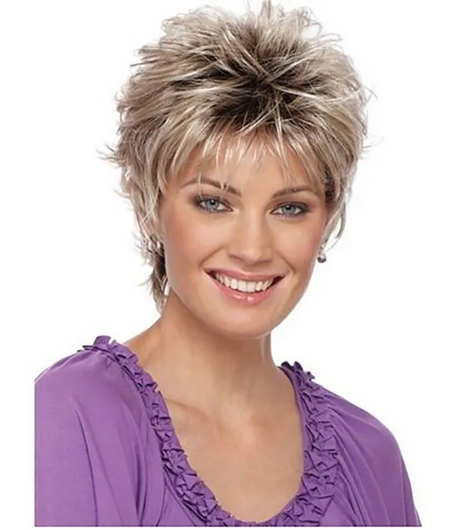 Golden Brown Melange Short Hair Photo Color - Shop at LoveMi