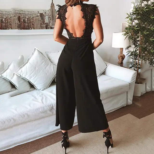 Womens Long Jumpsuits Summer Romper Casual Overalls Black - Shop at LoveMi
