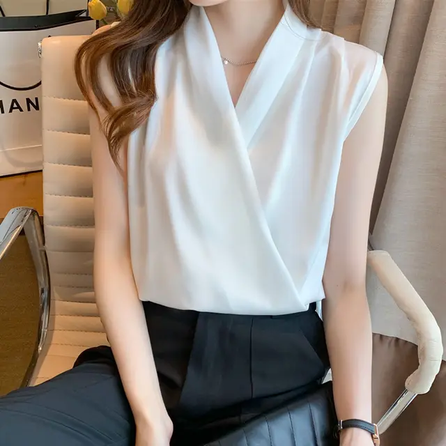 Summer Sleeveless Camisole Women Wear V neck White - Shop at LoveMi