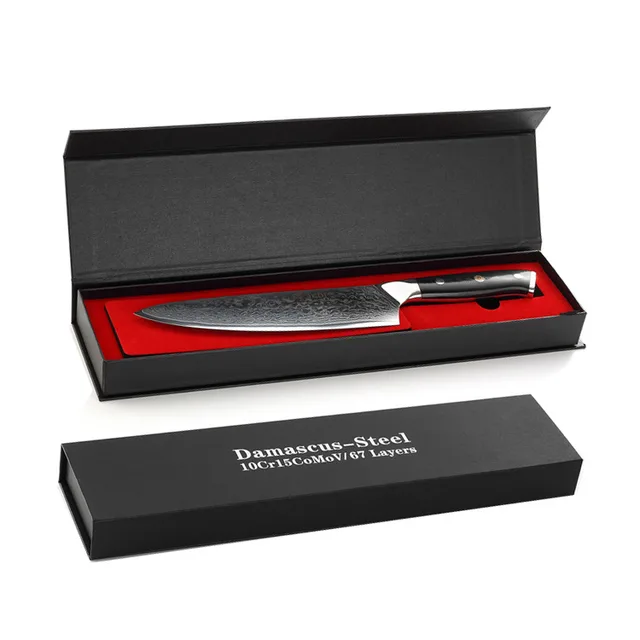 Damascus Chef Knife With G10 Handle Black - Shop at LoveMi