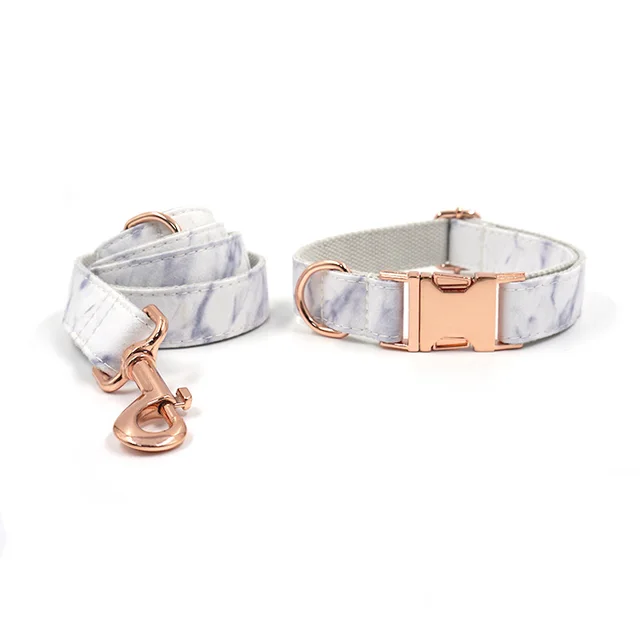 Rose Gold Buckle Marble Dog Collar Pet Collar Leash Set Bow Rose Gold - Shop at LoveMi