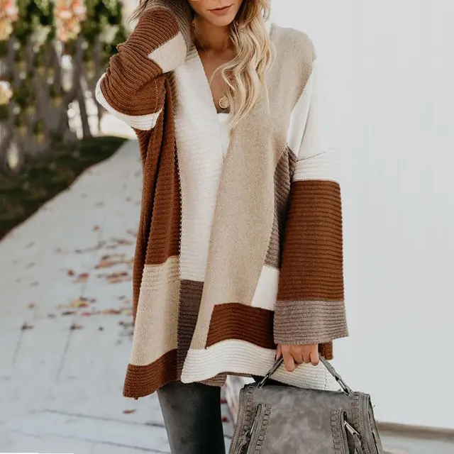Lazy Thickened Autumn And Winter Long Knitted Cardigan Small Fragrance Jacket Women Caramel - Shop at LoveMi