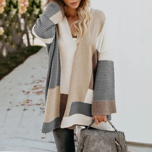 Lazy Thickened Autumn And Winter Long Knitted Cardigan Small Fragrance Jacket Women Grey - Shop at LoveMi