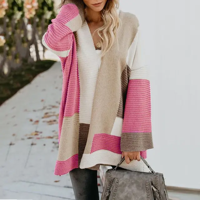 Lazy Thickened Autumn And Winter Long Knitted Cardigan Small Fragrance Jacket Women Rose - Shop at LoveMi