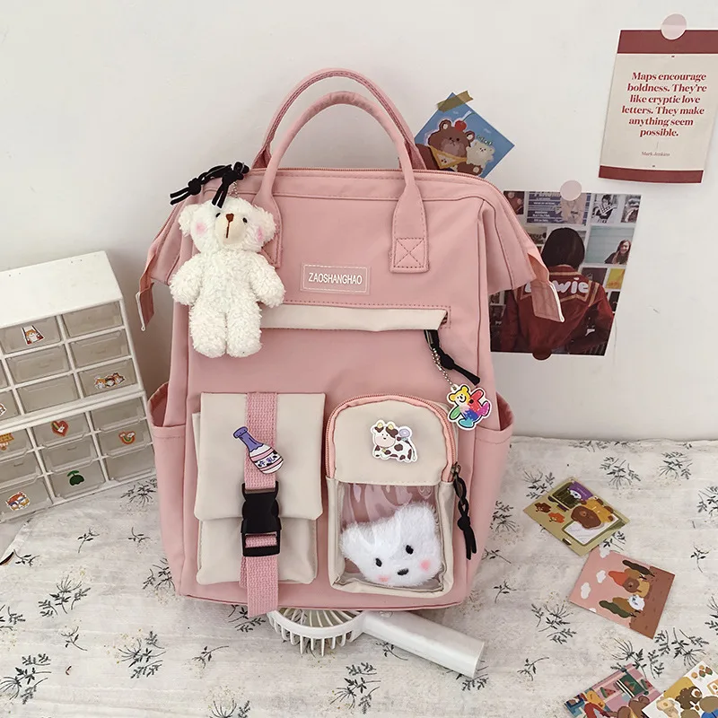 Girls Heart Junior High School Students Large Capacity Backpack Girls Pink - Shop at LoveMi