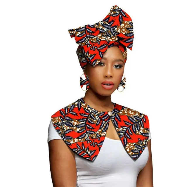 African Printing Batik Cotton Scarf Exaggerated Earrings Shawl African Earrings Set16 - Shop at LoveMi