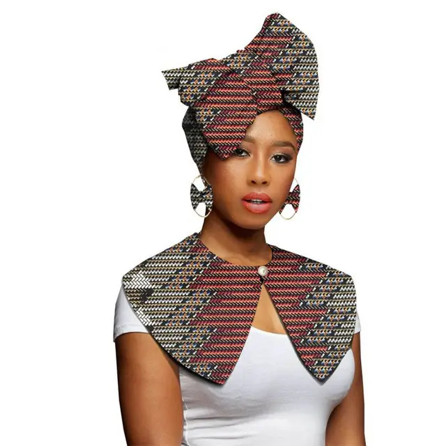 African Printing Batik Cotton Scarf Exaggerated Earrings Shawl African Earrings Set2 - Shop at LoveMi
