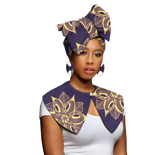African Printing Batik Cotton Scarf Exaggerated Earrings Shawl African Earrings Set20 - Shop at LoveMi