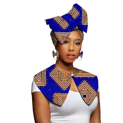 African Printing Batik Cotton Scarf Exaggerated Earrings Shawl African Earrings Set22 - Shop at LoveMi