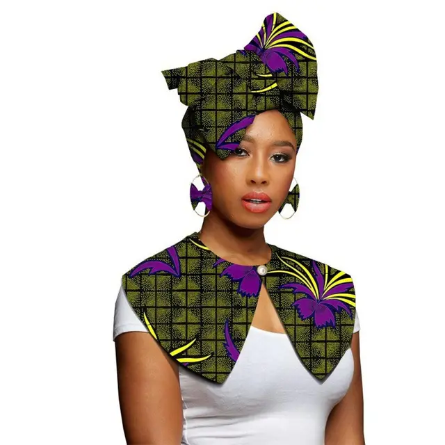 African Printing Batik Cotton Scarf Exaggerated Earrings Shawl African Earrings Set3 - Shop at LoveMi