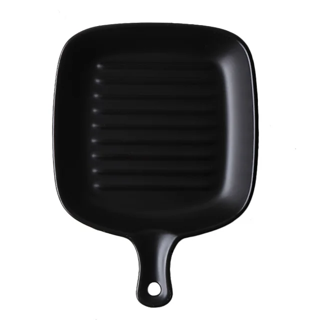 Ceramic Handle Tray For Household Use European Style Bakeware Tray With Handle Black - Shop at LoveMi