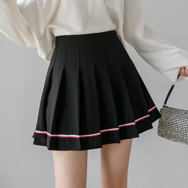 High waist Autumn And Winter A line Skirt Student School Wind proof Short Culottes Skirt Black - Shop at LoveMi