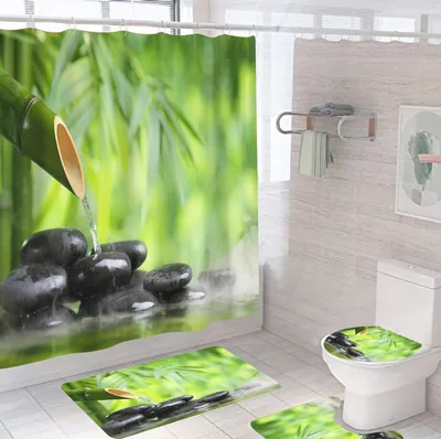 Digital Printing Shower Curtain Waterproof And Mildew Proof Metal Buckle C Style - Shop at LoveMi