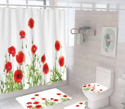 Digital Printing Shower Curtain Waterproof And Mildew Proof Metal Buckle E Style - Shop at LoveMi
