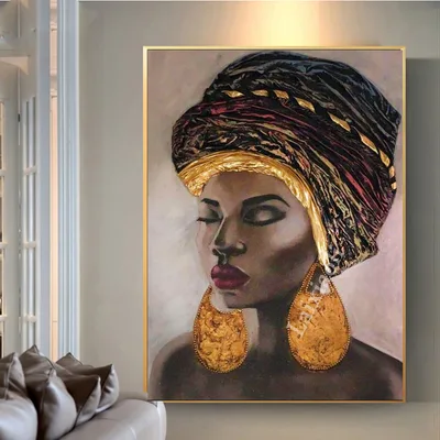 Full Square Round Diamond Painting Fashionable African Girl Pattern Diamond Embroidery Round 40X50Cm - Shop at LoveMi