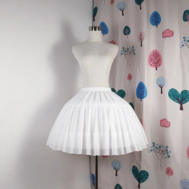 Cosplay Fish bone Short Skirt Lolita Carmen Slip Liner Cute Girls Skirts Adjustable Petticoat White - Shop at LoveMi