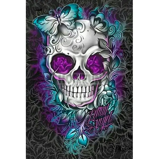 5D DIY Diamond Painting Flower Skull Embroidery CrossStitch 5D Square - Shop at LoveMi