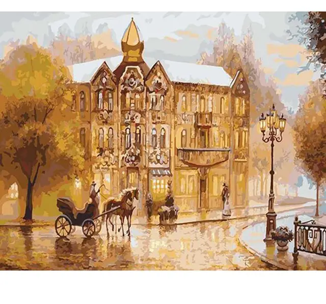 Frameless European City Digital Painting Home Wall Decoration Hand Painted Photo Color - Shop at LoveMi