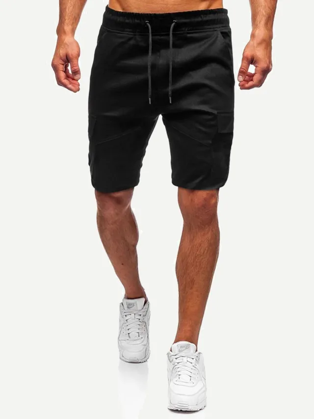 Men's Tethered Pants Workwear Casual Pants Leather Binding Feet Casual Shorts Black - Shop at LoveMi