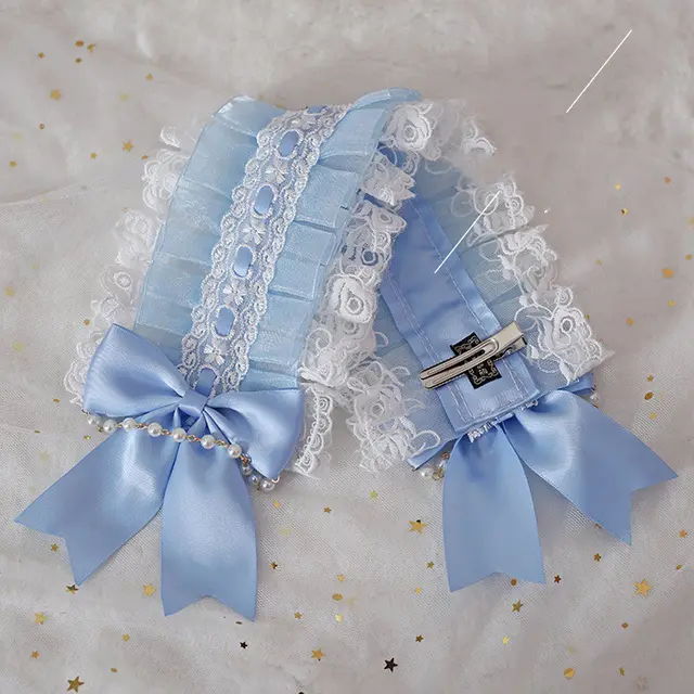 Multicolor Hand made Lolita Headband, Gorgeous Lace And Soft Girl Hair Accessories Light Blue - Shop at LoveMi