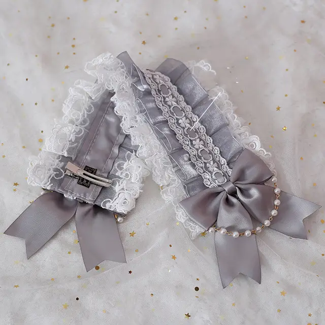 Multicolor Hand made Lolita Headband, Gorgeous Lace And Soft Girl Hair Accessories Light Grey - Shop at LoveMi