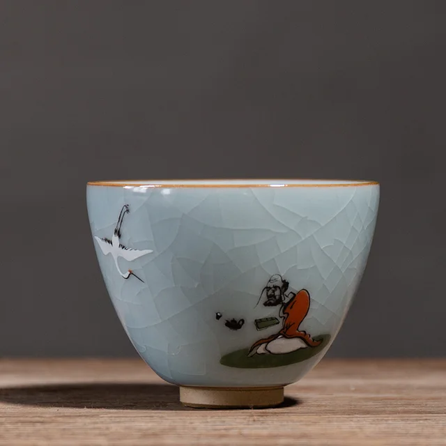 Ancient Zen Ceramic Tea Cup Ice Cracked Kung Fu Tea Cup Household Tea Cup Elder Cup - Shop at LoveMi