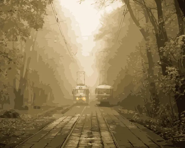 Autumn Fog Trams Painting By Numbers A1A - Shop at LoveMi